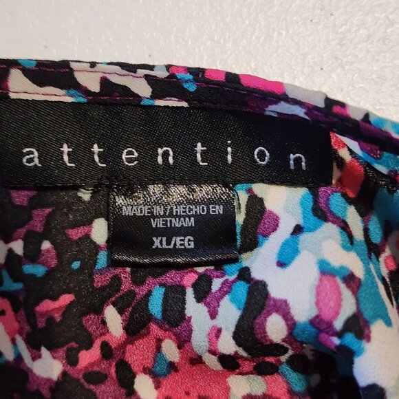 Attention Womens Blouse XL Multicolor Abstract Print Long Sleeve Top indie Y2K - Picture 6 of 7